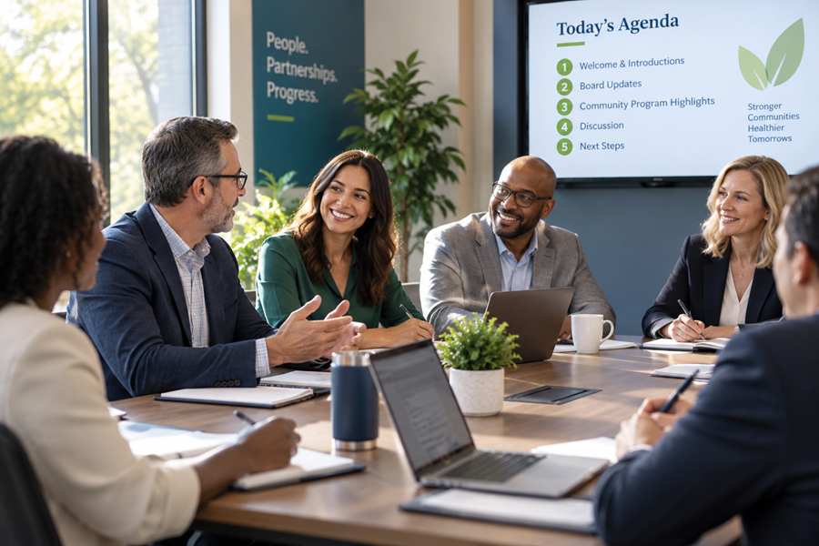 Group of staff meeeting in conference room